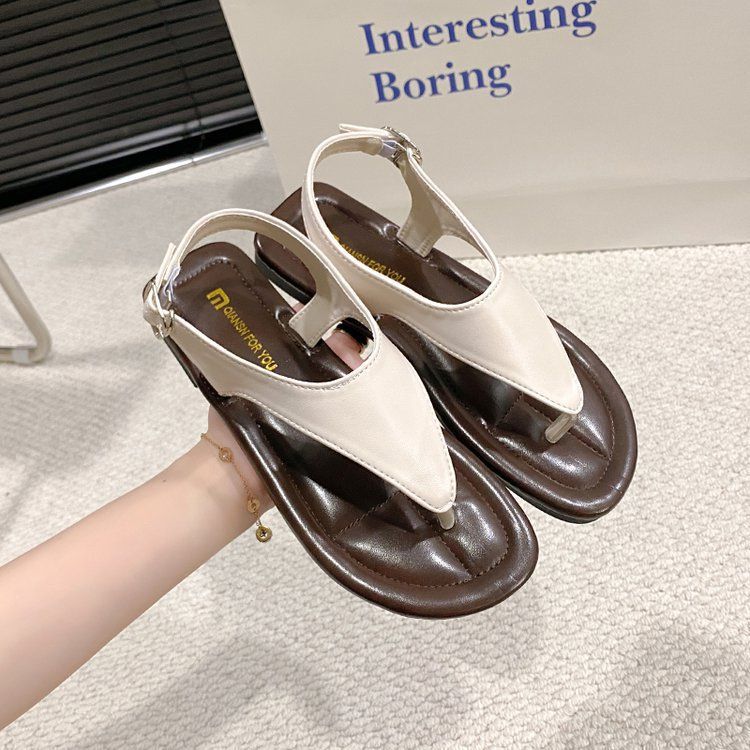 2025 summer new fashion breathable casual shoes buckle personality clip-toe flat shoes low top wear low top sandals