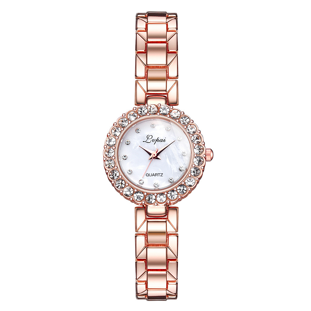 Fashion Diamond Ladies Watch Simple Quartz Watch Steel Band Temperament Round Pointer Girls Student Watch