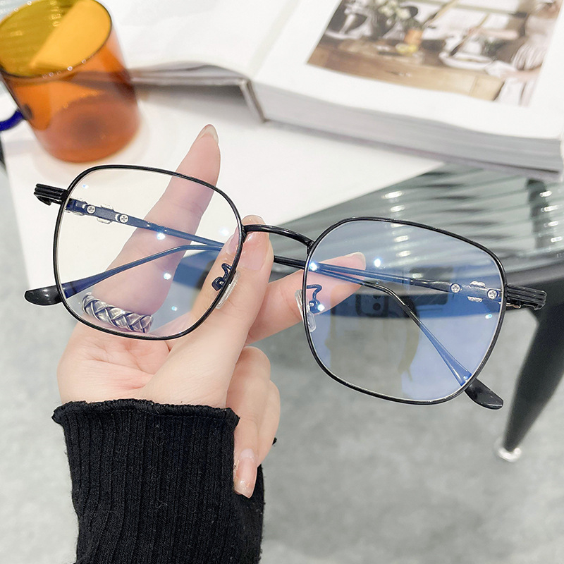 8804 Anti-Blue Light Flat Eyeglasses Business Metal Glasses Gold Wire Edge Trend Unisex Women's Men's Square Frame Glasses
