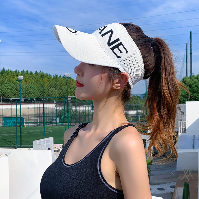 MZ643 women letter knitted visor caps summer top empty sun hat for men unisex sun protection outdoor sport golf tennis beach hat