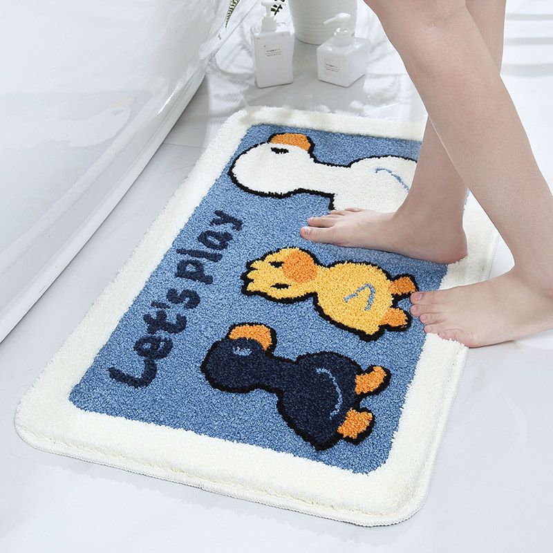 Lovely Pattern Extra Soft Door Floor Mat Washable Flocking Carpet Non Slip Absorbent Bathroom Mat Toilet Foot Pad