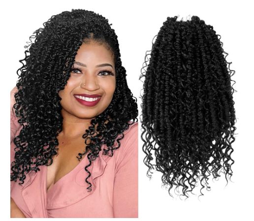 Obaasima Strands Passion Twist Crochet Hair Pretwisted Passion Twist Hair with Curly ends, Pre-looped Braided Crochet Bohemia Short Passion Twist Braided Hair for Women (4#)