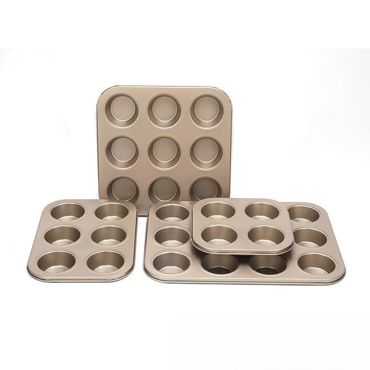 Kitchen Dining Bakeware Pastry Baking Molds 4/6/9/12 Carbon Steel Cake Mold Muffin Cup Mold Non Stick Baking Tray Household Pudding Baking Tool