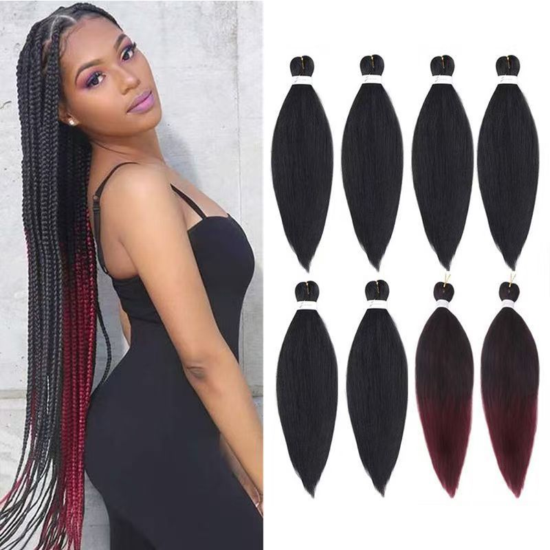 Wig Pre stretched EZ Braid Yaki Straight Crochet Extensions Hair