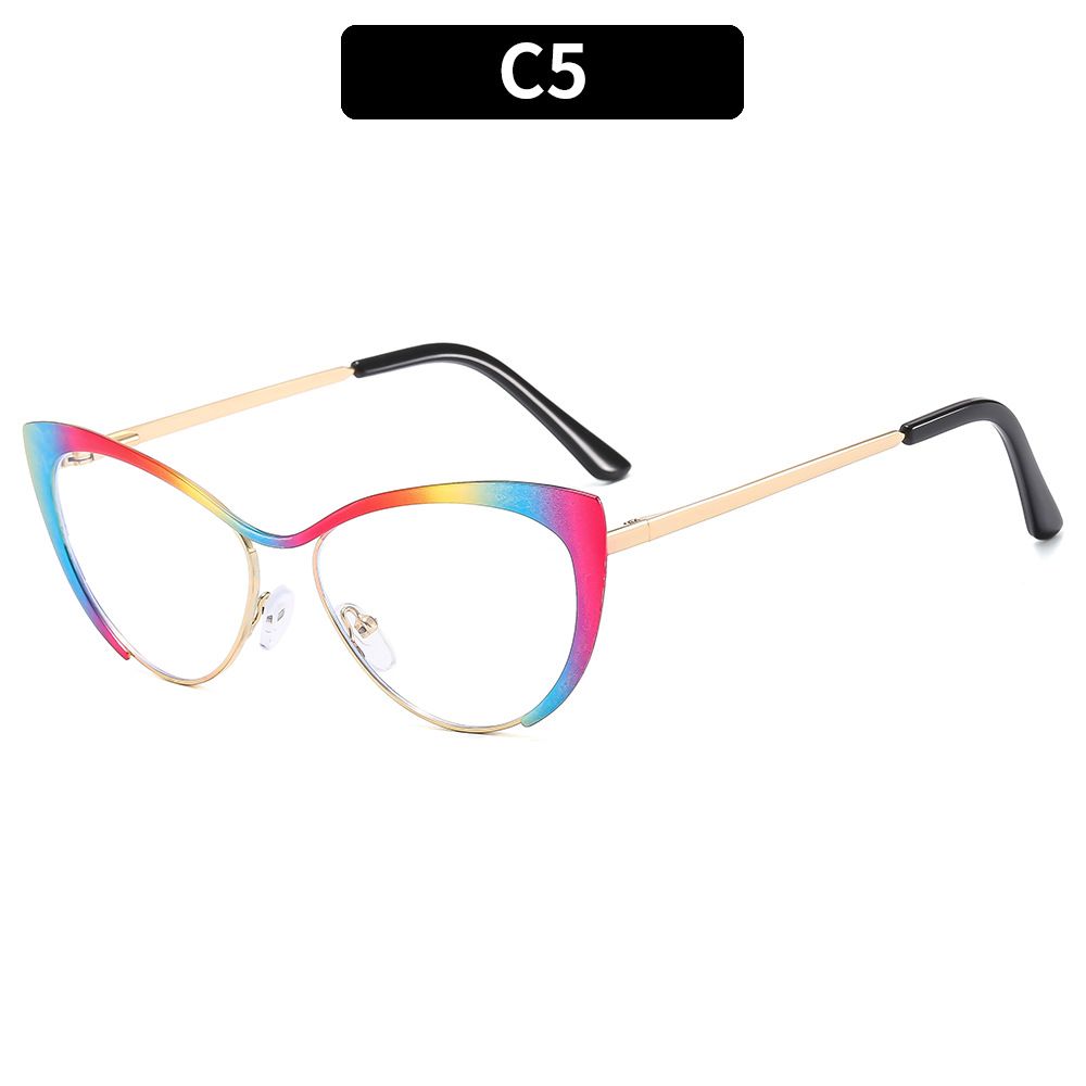 8303 Sexy Cat Eye Gold Metal Half Frame Glasses for Women Optical Computer Glasses Female Spectacles Fashion Eye-wear EyeglassesC5