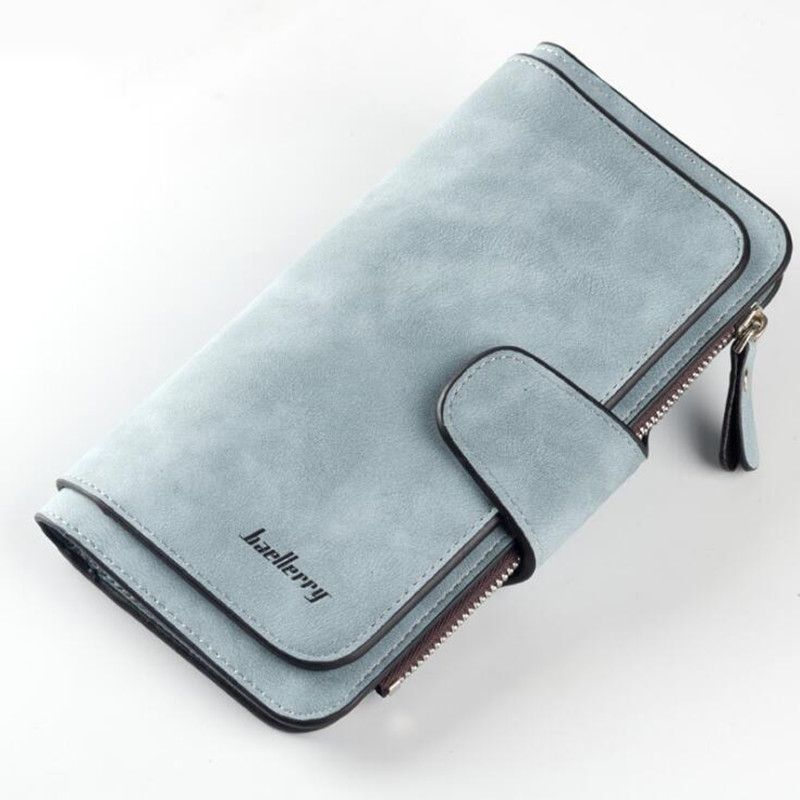 New buckle women's Korean style wallet large 30% off fashion women's bag multi-card slot women's wallet frosted two-color fabric