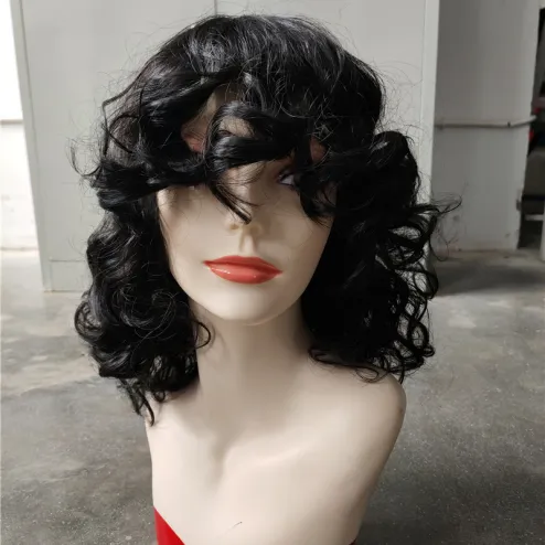 Short black cheap synthetic wig