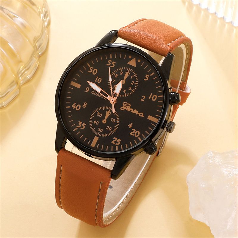Trendy Men Watch Jewelry Set, Casual Sports Leather Strap Quartz Wrist Watch, Stylish Matching Bracelet Accessories, Durable Daily Business Outdoor Wrist Ornament for Men Birthday Festival Gift