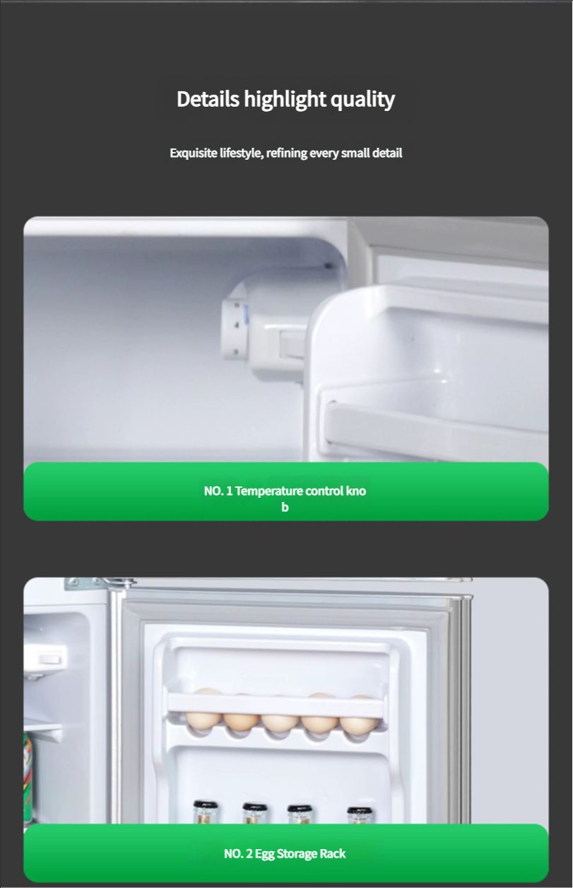AUX small refrigerator for household use, small rental housing, dormitory, mini energy-saving and energy-saving office, rental housing, double door refrigerator