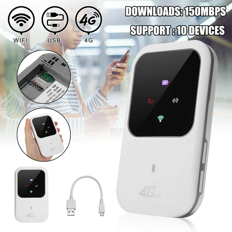 4G-LTE Mobile Broadband WiFi Wireless Router Portable MiFi Hotspot White