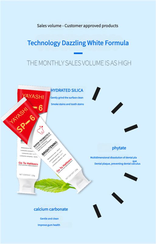 SP-6 Probiotics Whitening and Staining Toothpaste Freshens Breath and Improves Yellow Teeth 120g