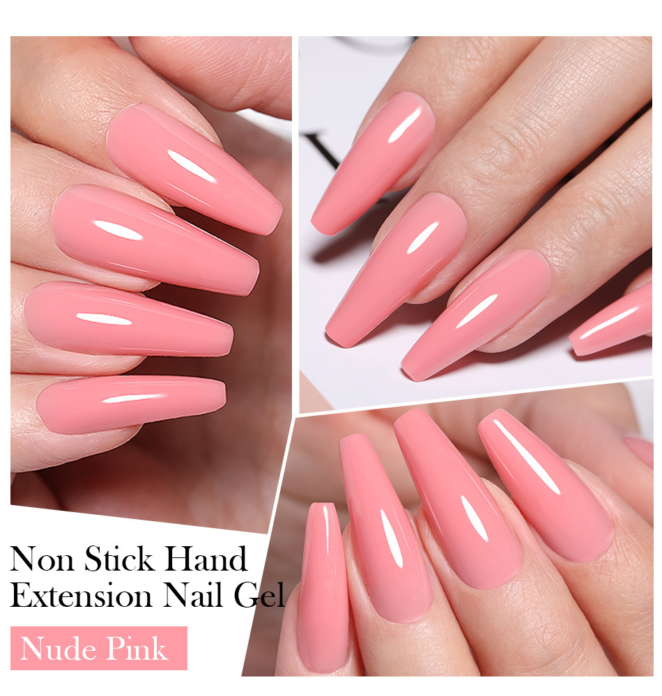 56021 BORN PRETTY 15ML Non Stick Hand Solid Extension Nail Gel Clear Nude Pink Extension Gel Rhinestone Glue Gel Easy to Operate