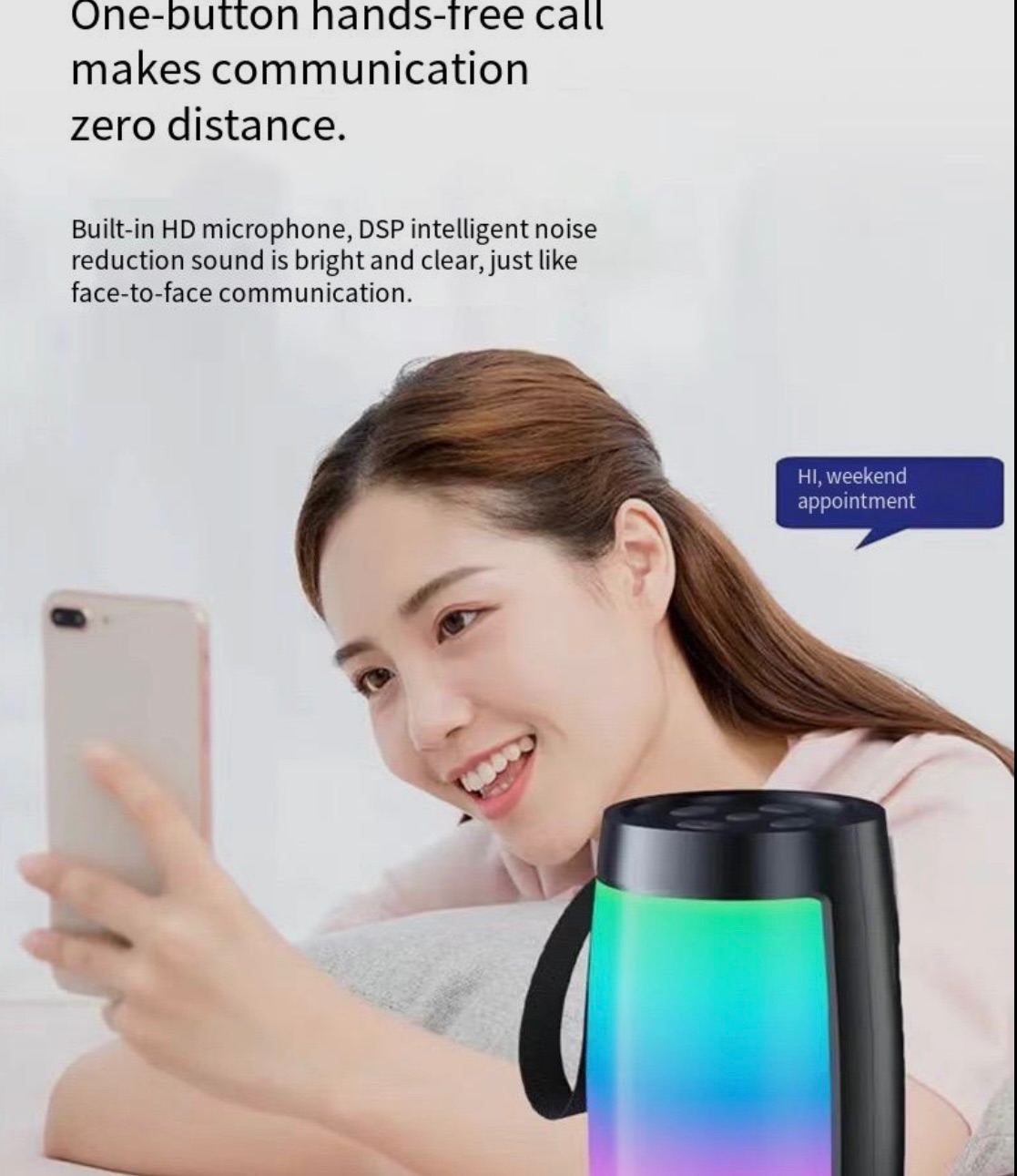 MusicMan Portable Bluetooth Speaker with RGB Disco Lights, In-car stereo system FM Radio, USB and MicroSD Playback,1500mAh Battery, Built-in Microphone & AUX Input - Wireless Party Speaker  