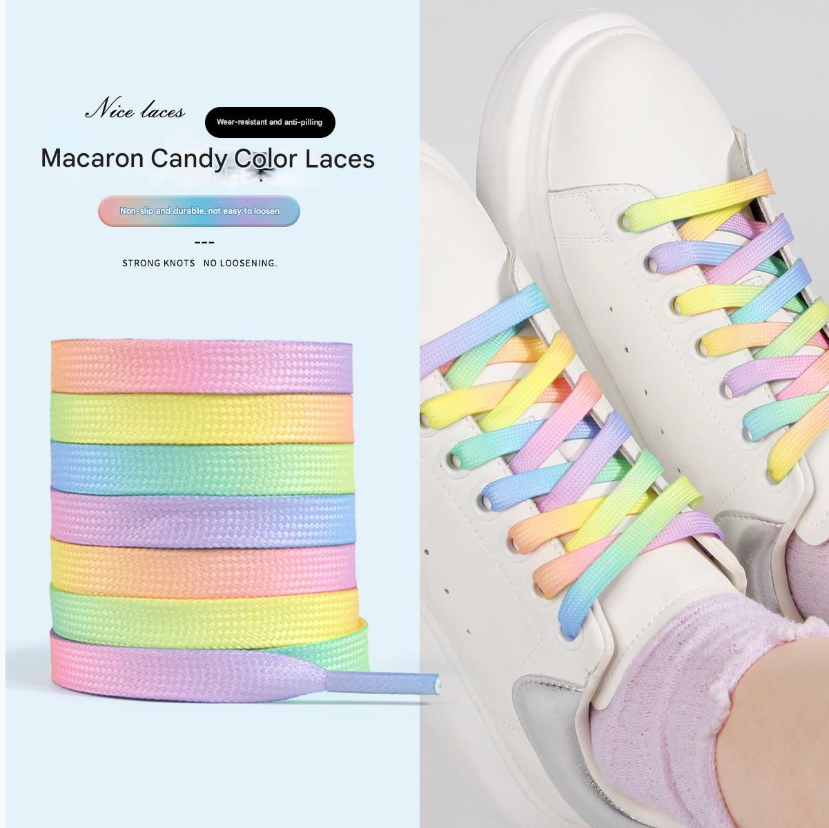 Shoelaces Color Gradient Creative Flat Shoelaces Suitable for Board Shoes Canvas Shoes White Shoes 1970s Air Force No.1 Sports Shoes Accessories