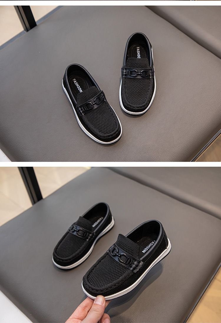 Loafer Kid Children's Shoes Spring Autumn New Flyknit Shoes Children's British Style Casual Shoes Slip on Bean Shoes