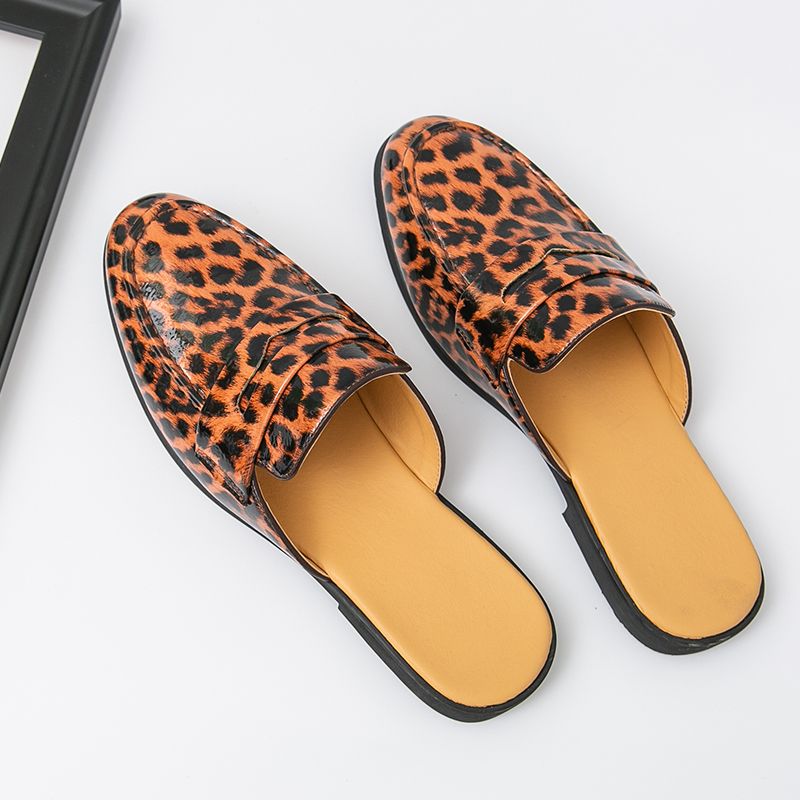 Youth Men Leisure Cool Mules Man Summer Slippers Fashion Casual Leather Loafers Flats Shoes Pu Breathable Slip On Footwears For