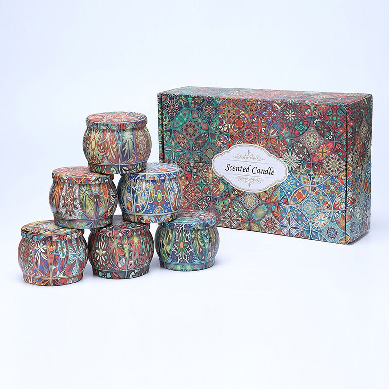 CYD-202001 Holidays and Festivals Aroma of Soybean Wax Plant Essential Oil Tin Can Christmas Soy Wax Candle Gift Box Set