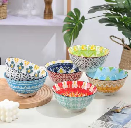 2025 New design print ceramic porcelain bowl pattern ceramic tableware