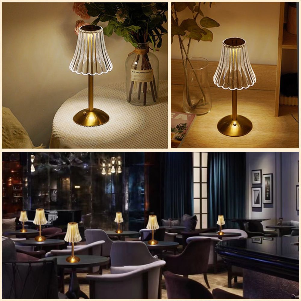LED retro metal table lamp simple bedroom lamp bedside warm three-color atmosphere lamp USB charging night light