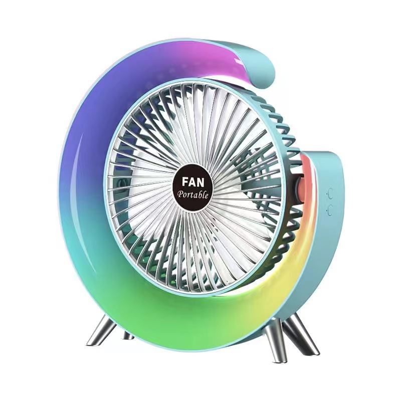 A3 USB RGB Desk Fan - 3 Speeds Quiet Portable Table Fan,7 Color LED Lights, 360 Rotation, Small Fan for Home Office Desktop Bedroom