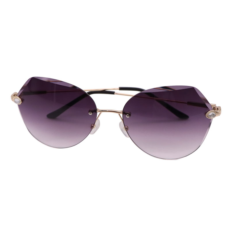 8989 Square Rimless Sunglasses Women Brand Designer Rhinestone Polygon Ladies Sunglasses Trimming Irregular