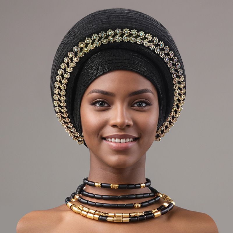 853820 Elegant Women Hair Bands Headbands for Weddings Ladies Hair Accessories Head Scarf Caps Nigerian Hats Jewelry Bridal Headwear