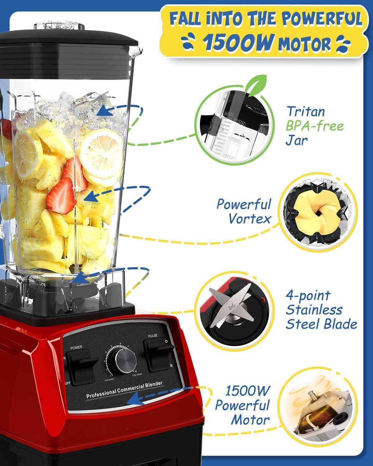 Cozy Cottage Wall breaker meat grinder Blender for Kitchen Professional Cooking Blender, Versatile Kitchen Appliance BPA-Free Blender Carafe - Speed Blender Soymilk Grain Grind Makerfor Shakes and Smoothies, Nut Butters, Soups, Dips, Hummus 2L
