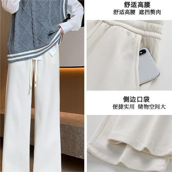 D801 Women's Autumn and Winter Corduroy Wide Leg Pants, High Waisted Straight Tube Casual Pants