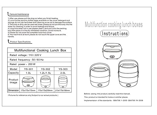 Purple Multifunctional Electric Lunch Box Mini Rice Cooker Portable Food Steamer 1 L 