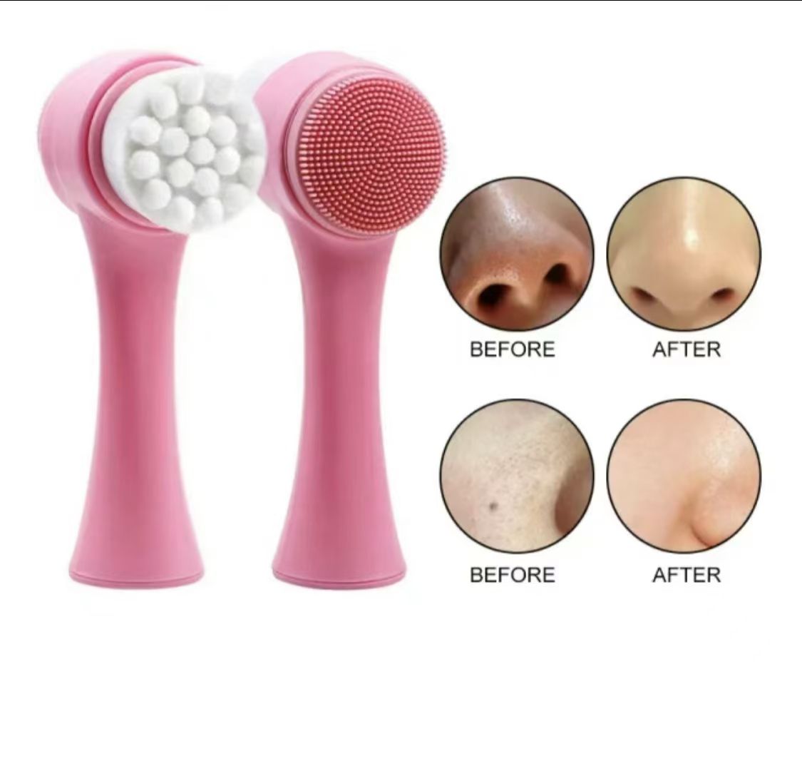 Double-Sided Silicone Face Cleansing Brush Facial Cleanser Blackhead Removal Product Pore Cleaner Exfoliator Face Scrub Brush