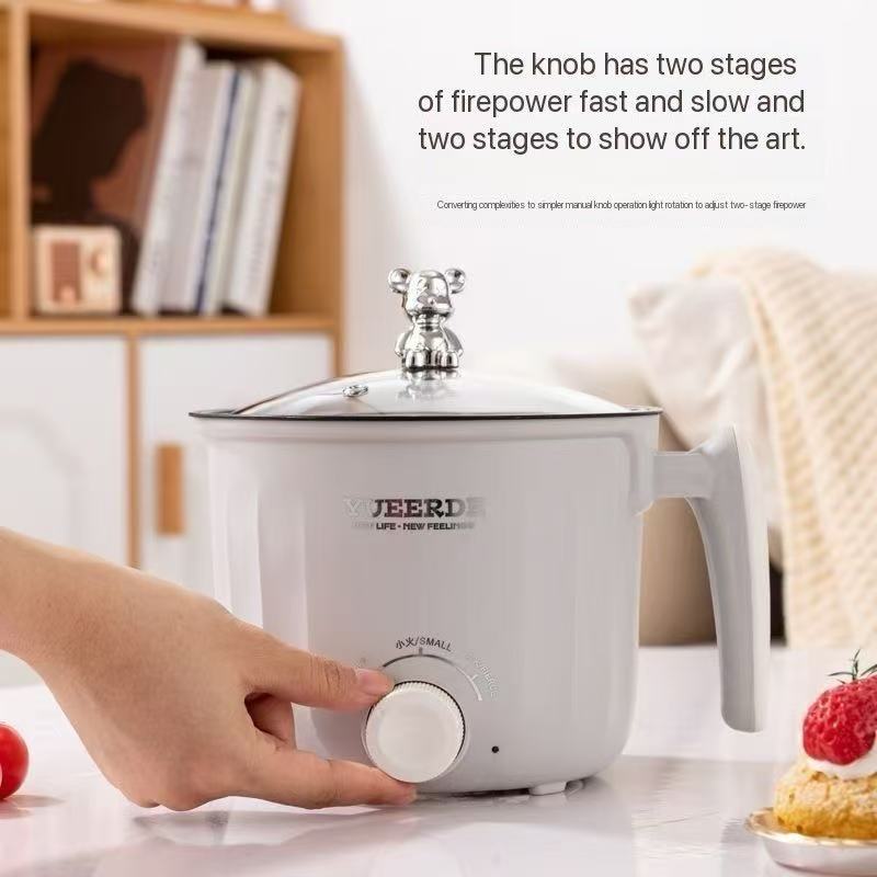 Student Dormitory Multi-function One-piece Electric Cooking Pot Home Use Knob Non-stick Pot Small Instant Noodles Pot Electric Pot