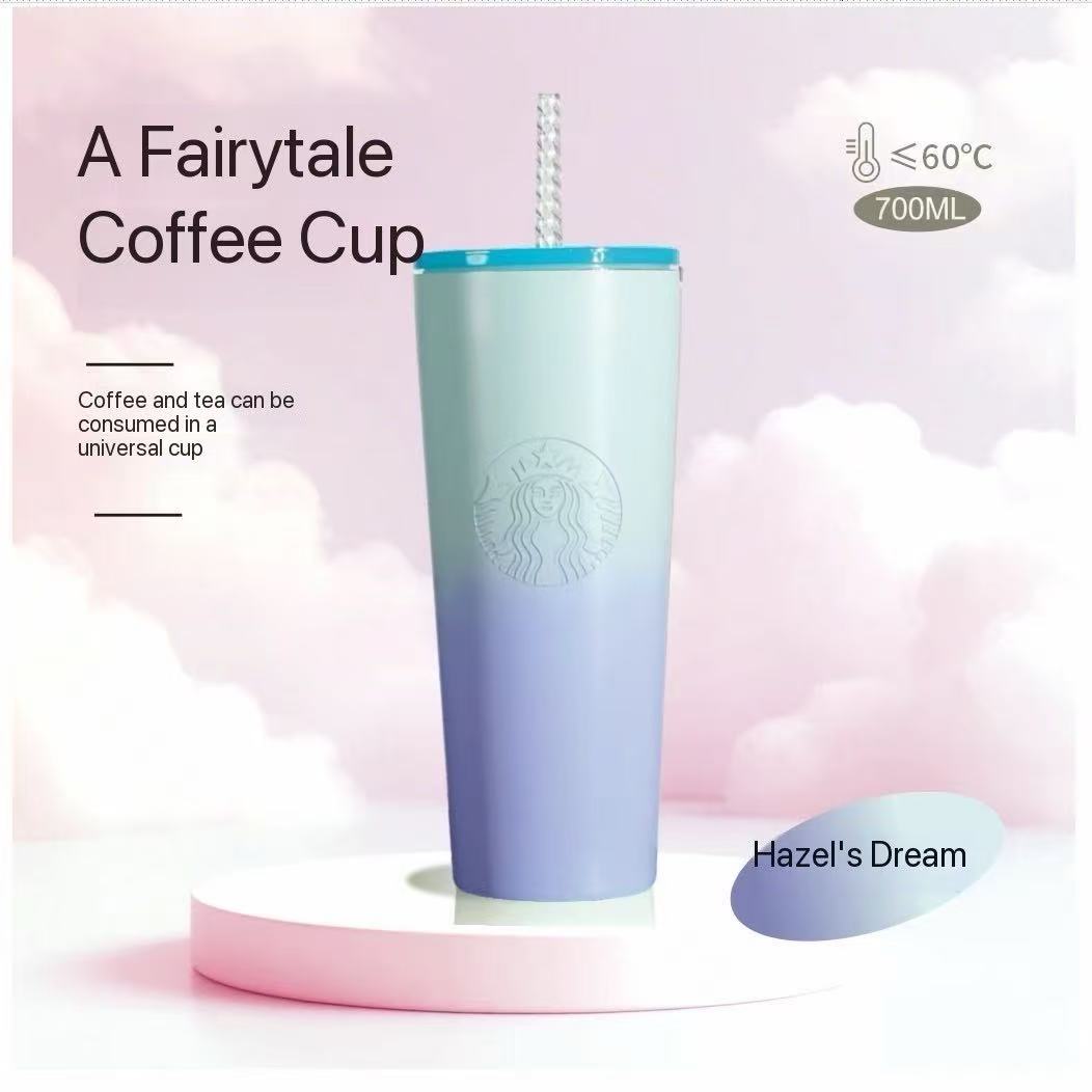 Starry Cup · Sakura Series Men and Women High Appearance Water Cup 2025 Summer Portable Coffee Cup Straw Cup