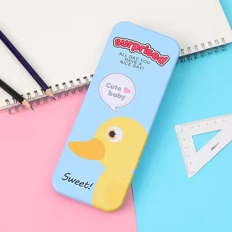 Creative stationery set iron box kindergarten pencil box children's double-layer iron student stationery large capacity pencil box.