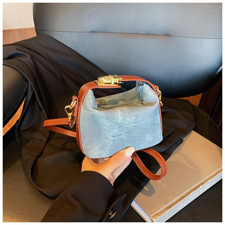 Mini Denim Dumpling Bag Luxury Versatile Handbag Korean Style Niche Crossbody Bag for Kids & Women
