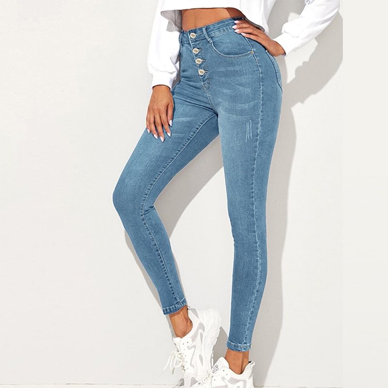 CL879-2 Women's High Rise Button Fly  High Stretch Super Skinny Jeans