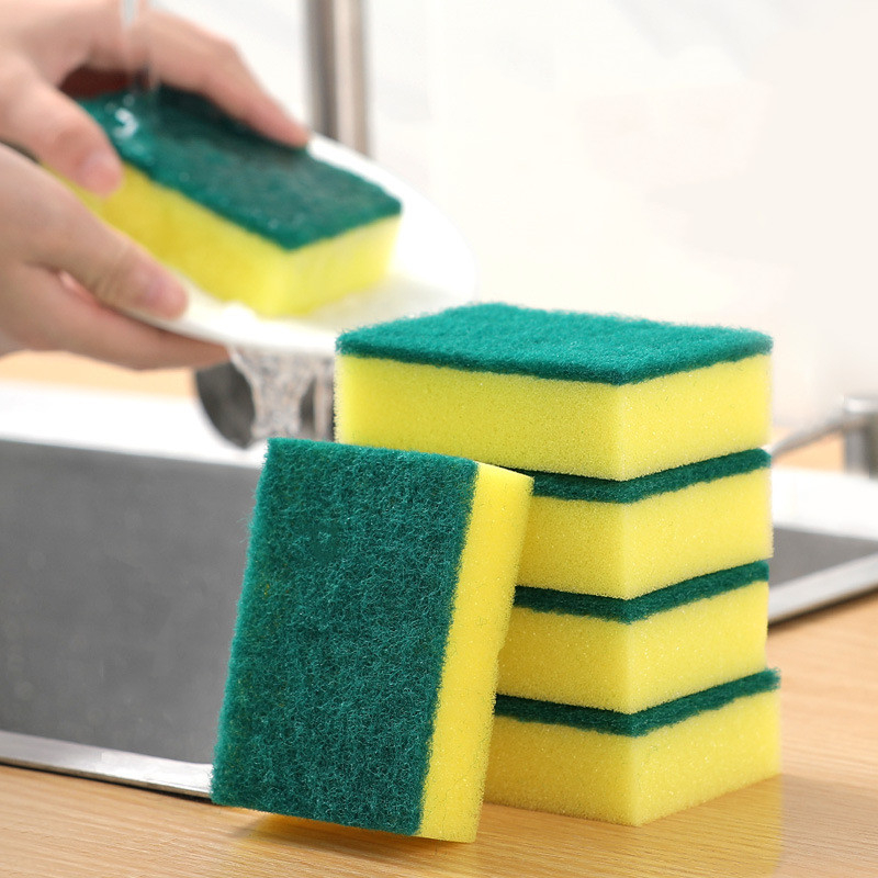 2313 5Pcs Kitchen Dishwashing Sponge, Non Scratch Scouring Pad, Odor-Free Sponge Wipes for Travel Apartments