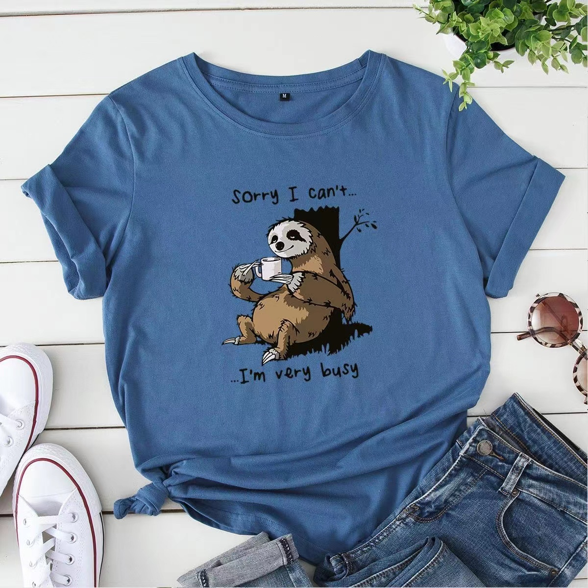 DX033# Women Slogan Print Tee T-Shirt