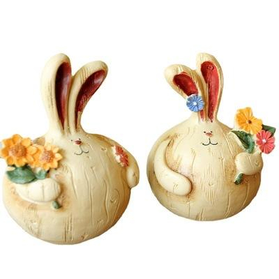 Art Crafts  Country Style Plucking Fat Rabbit Couple Villain Resin Ornaments  Gifts Crafts