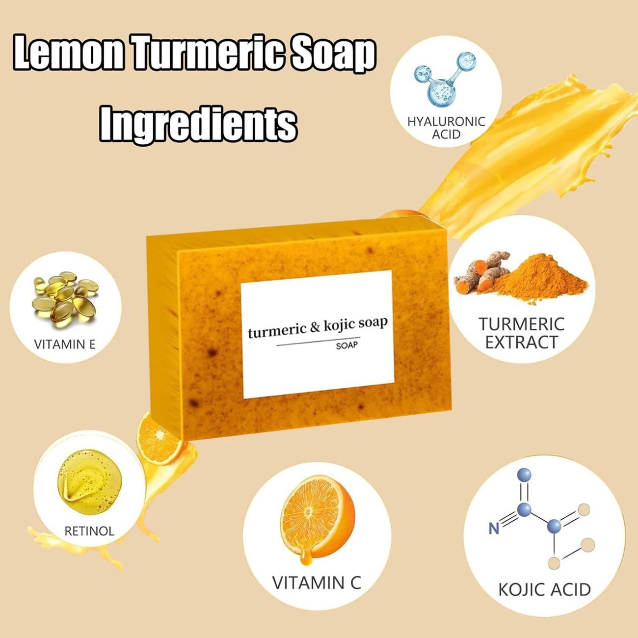 Turmeric facial cleanser oil control cleansing moisturizing brightening fading acne marks exfoliating skin tone cleansing mousse turmeric soap skin care set