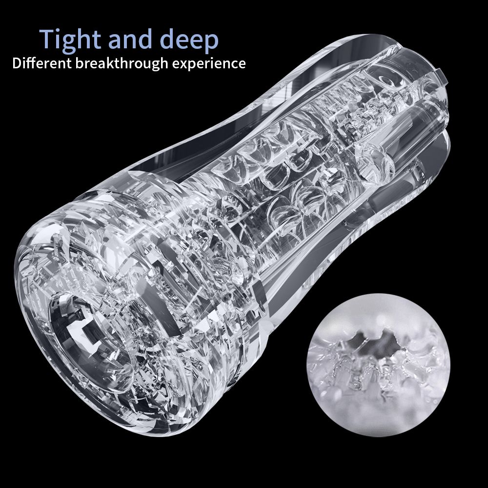 YY715 Manual/Automatic Sucking Extrusion Male Masturbators, Portable Transparent Pocket Pussy Stroker with Vagina Textured Blowjob Sex Toys Penis TPE Masturbation Sleeve for Men