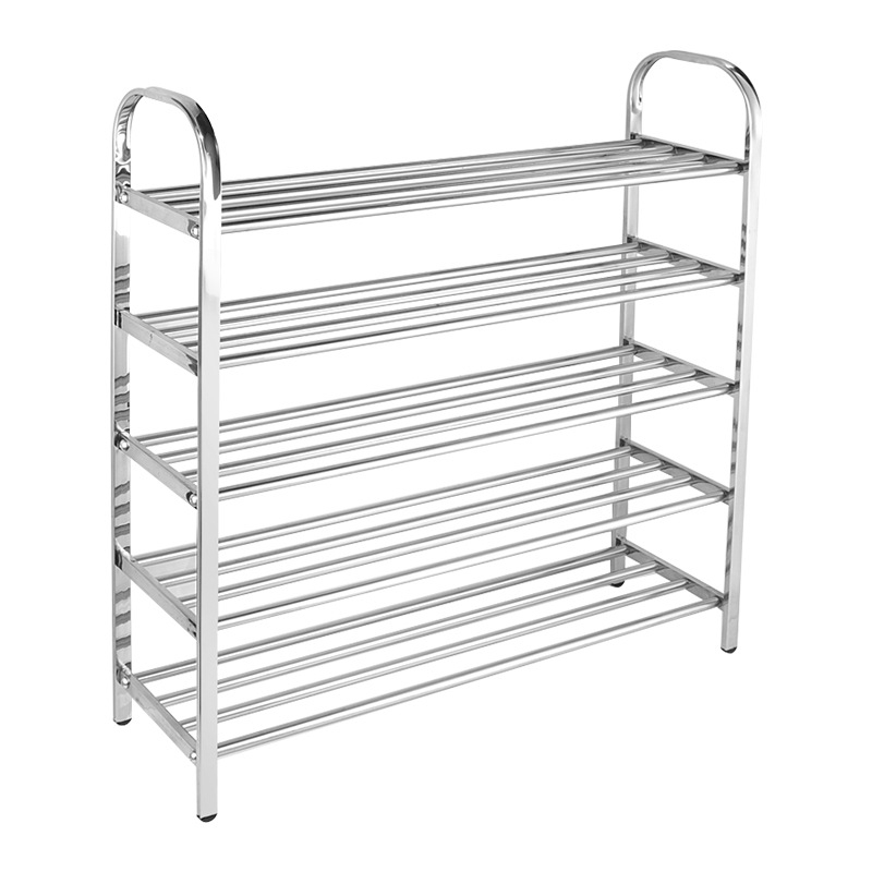 XJ776 Stainless Steel Shoe Rack, Sturdy Durable Multi-Layer Metal Shoe Shelves, Silver Shoes Storage Stands for Hallway Corridor Living Room Bedroom Bathroom