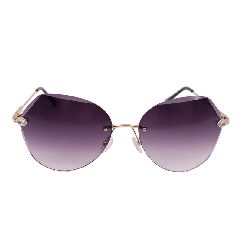 8989 Square Rimless Sunglasses Women Brand Designer Rhinestone Polygon Ladies Sunglasses Trimming Irregular