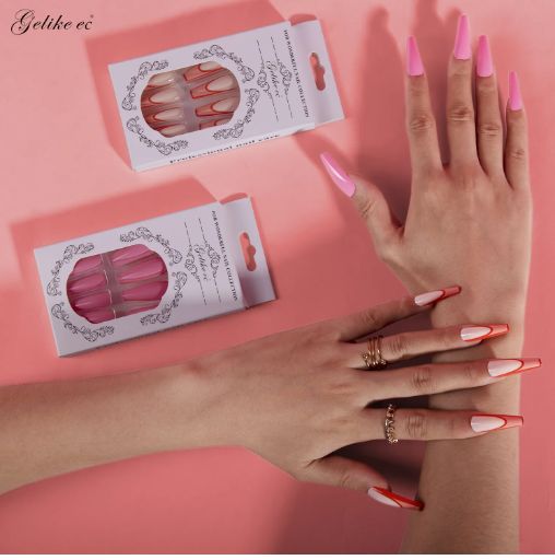 24 Pcs Almond Nail Tips Custom Press On Nails Artificial Fingernails