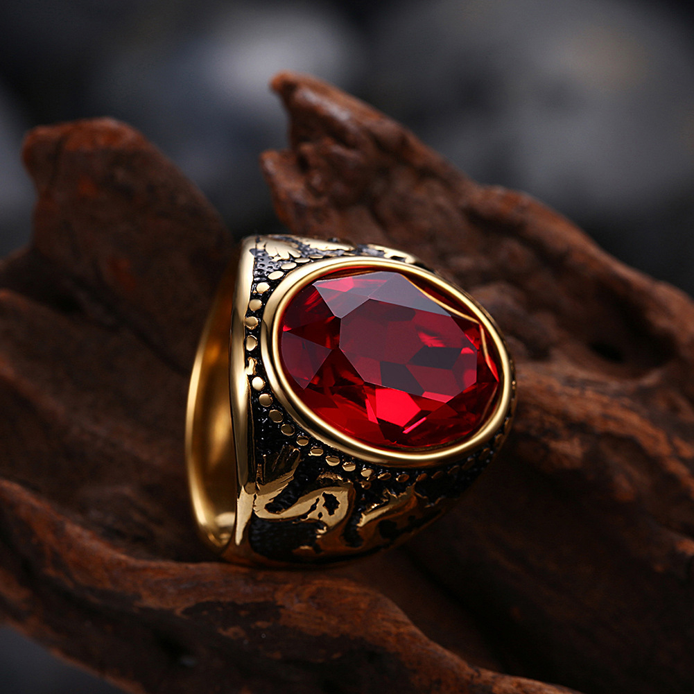 8149 Men's New Ruby Ring Fashion Trend Alloy Ring
