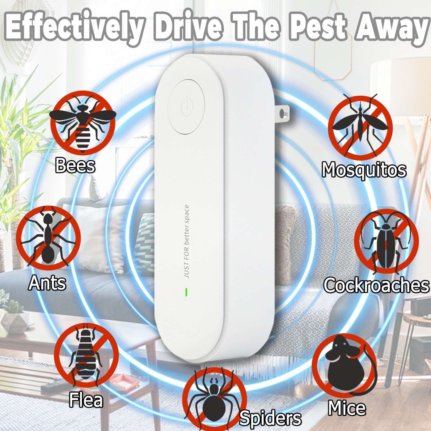 1Pcs Pest Reject Ultrasound Mouse Cockroach Repeller Device Insect Rats Spiders Mosquito Killer Pest Control Household Pest