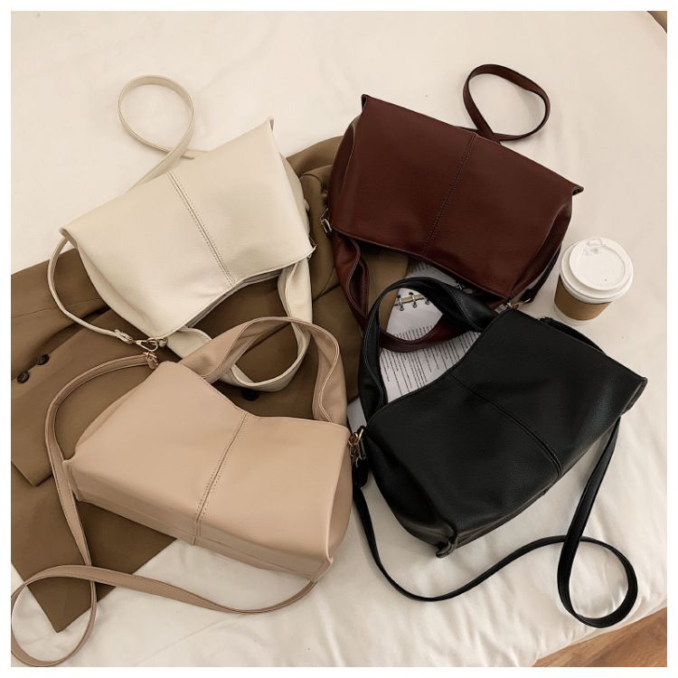 2024 spring/summer new retro simple soft PU shoulder bag Fashion large capacity Tote bag 6211