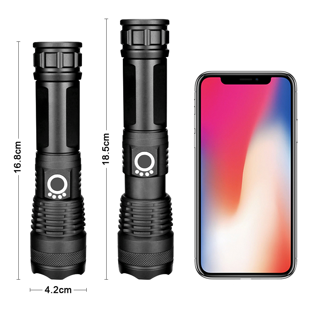 Adjustable Flashlight Strong Light Rechargeable LED Torch 18650 or 26650 Battery Zoom 5 Modes Outdoor Camping Emergency
