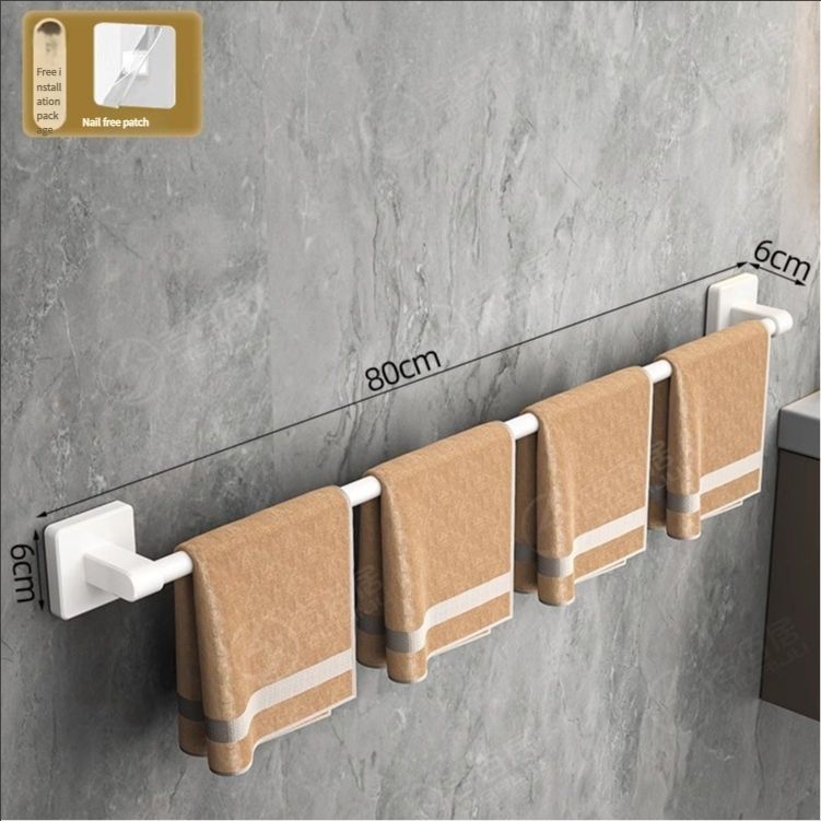 Space aluminum punch-free wall-mounted storage rack Bathroom towel rack single rod toilet storage rack