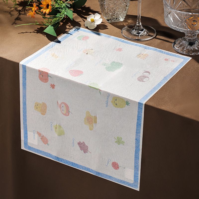 A pack Muchen children's disposable dining mats, waterproof and oil-proof, no need to wash, portable tablecloth cartoon fruit pattern.