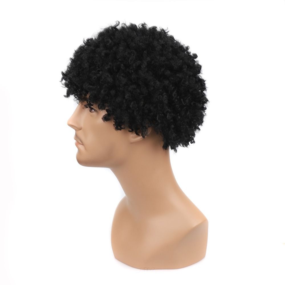 TopKiss Braided Fiber Wig for Men, High Temperature Synthetic Wig Head Cover, with Small Curls and Realistic Texture Local